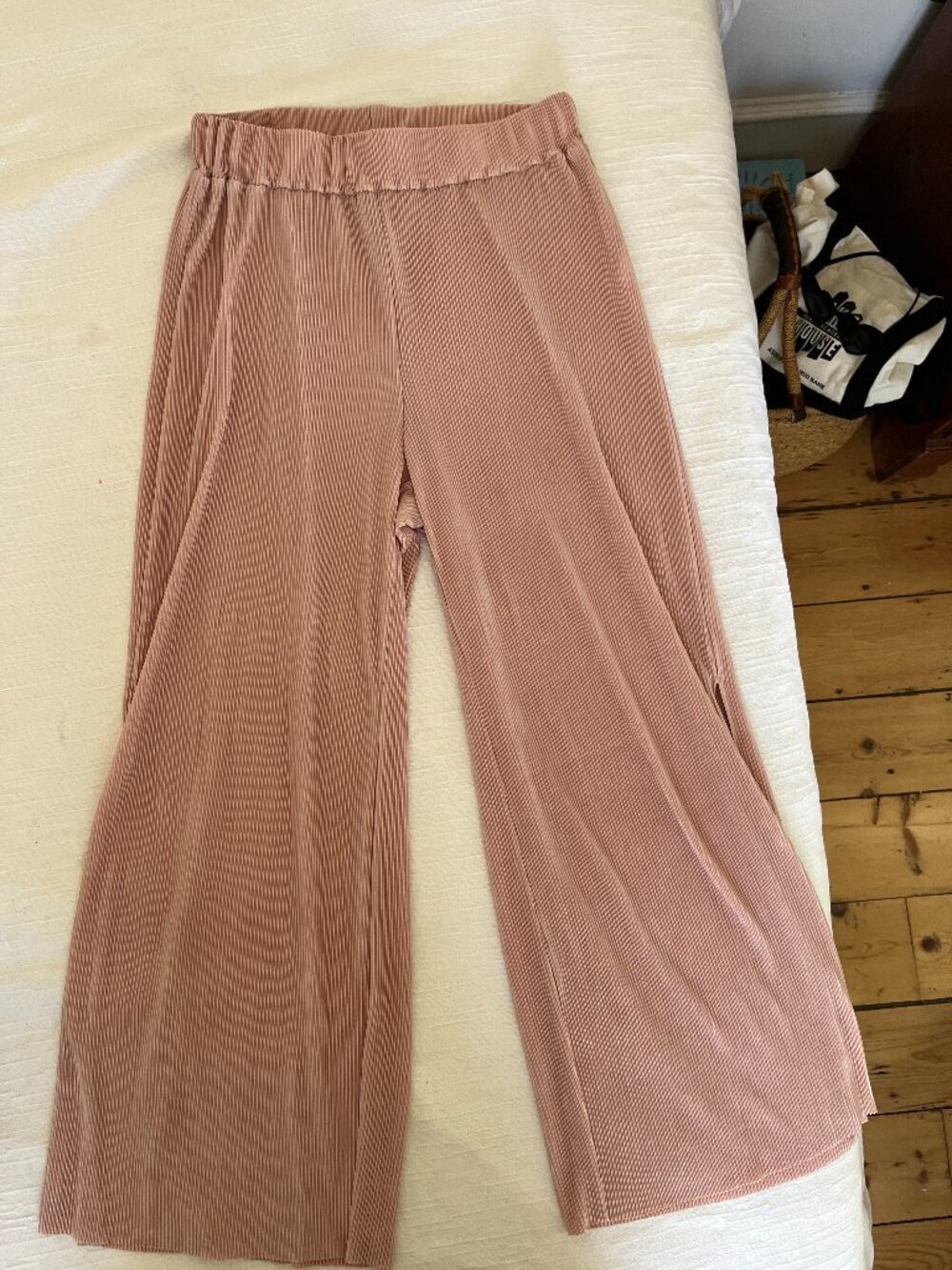 Micro Pleated Opera Pant - pale pink size M